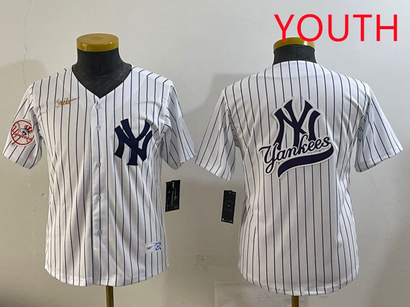 Youth 2025 New York Yankees Blank White Stripe Throwback Nike MLB Jersey style 2->youth mlb jersey->Youth Jersey